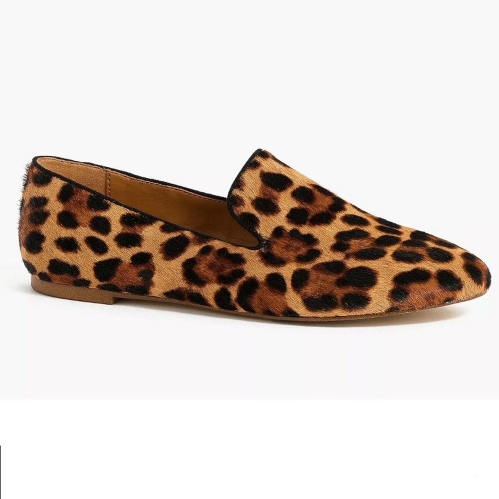 JCREW Smoking Loafers in Leopard Calf Hair